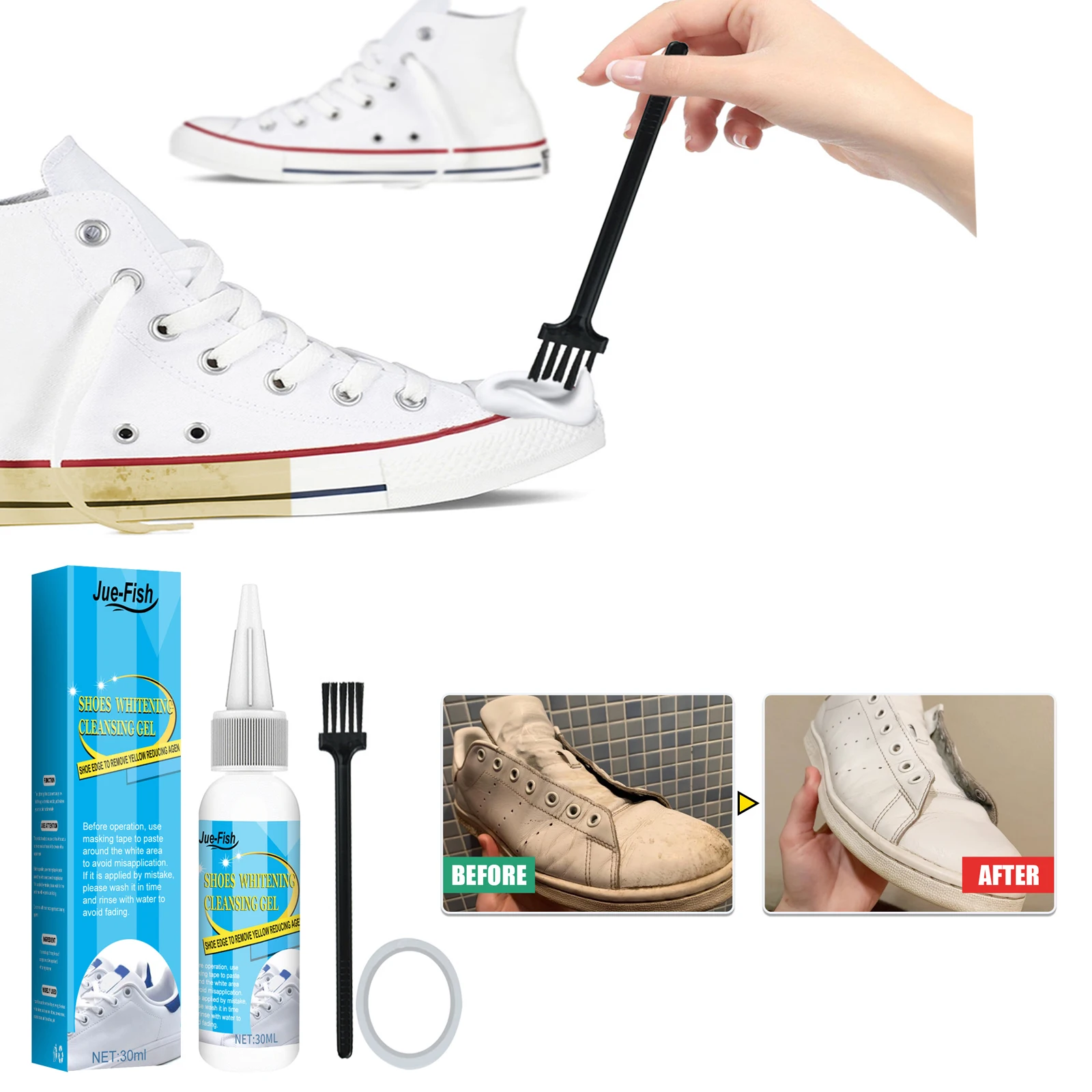 Sneaker Care Products - Gel de limpieza de zapatos blancos,
